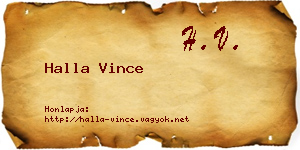 Halla Vince névjegykártya